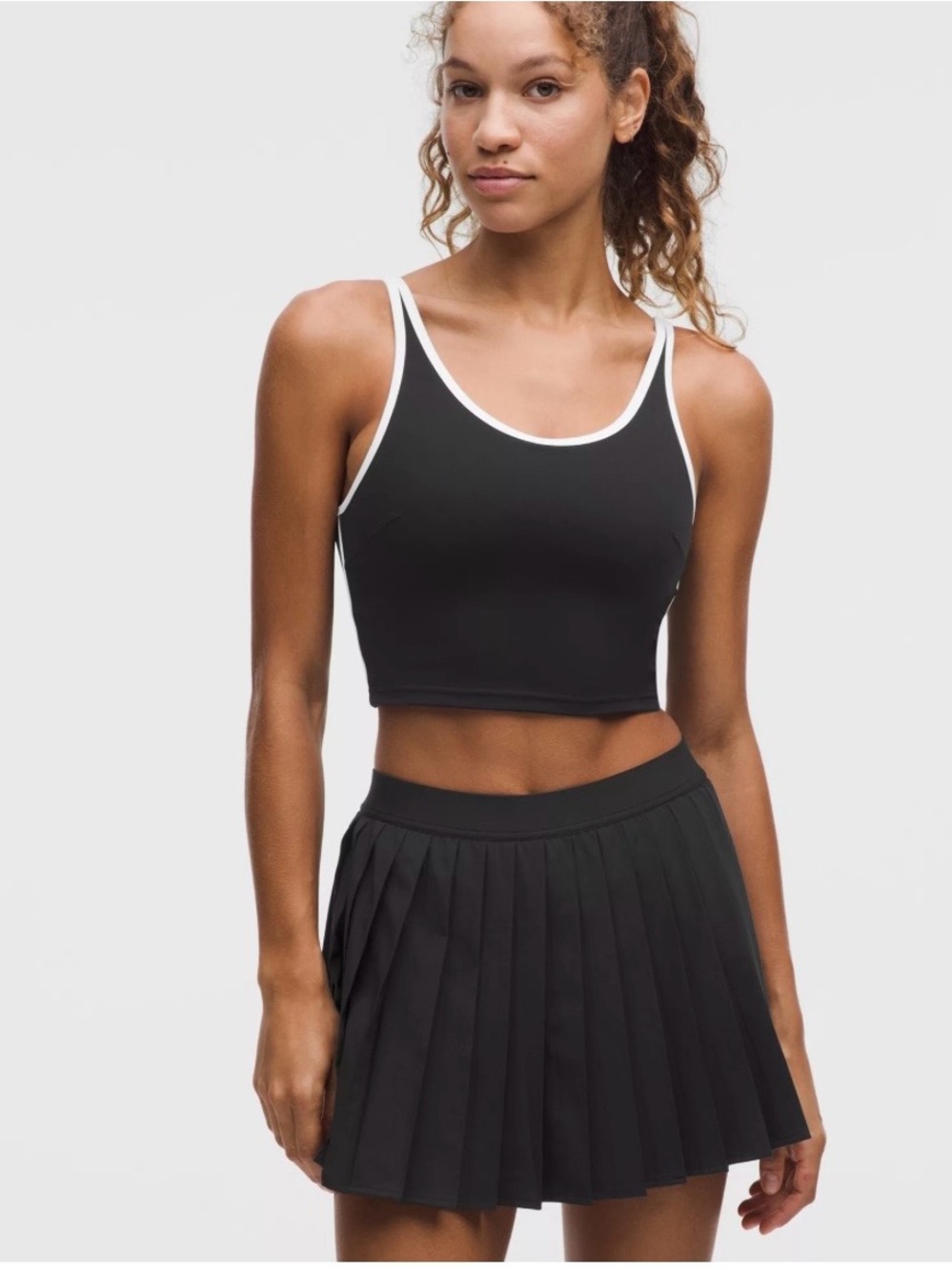 lululemon athletica Black Sports Crop Bra with White Trim
